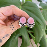 The Plumeria Earrings- Pink Conch Shell and Sterling Silver