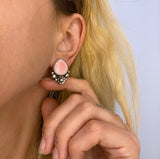 The Plumeria Earrings- Pink Conch Shell and Sterling Silver