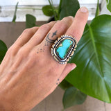 The Silhouette Ring 2- Natural Royston Turquoise and Sterling Silver- Finished to Size or as a Pendant