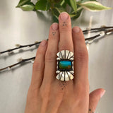 The Phoenix Ring 1- Royston Turquoise and Sterling Silver- Finished to Size or as a Pendant