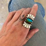 The Phoenix Ring 1- Royston Turquoise and Sterling Silver- Finished to Size or as a Pendant