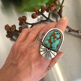 The Cosmic Portal Ring- Bamboo Mountain Turquoise and Sterling Silver- Finished to Size or as a Pendant