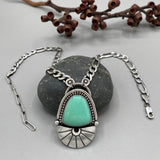 The Cosmic Portal Necklace- Chrysoprase and Sterling Silver - 16-19" Sterling Figaro Chain