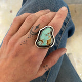 The Reverberation Ring- Natural High-Grade Royston Turquoise and Sterling Silver- Finished to Size or as a Pendant