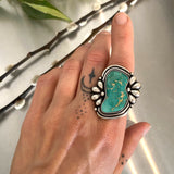 The Ripple Ring- Natural Royston Turquoise and Sterling Silver- Finished to Size or as a Pendant