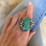 The Ripple Ring- Natural Royston Turquoise and Sterling Silver- Finished to Size or as a Pendant