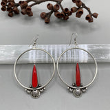 The Eternal Flame Large Hoop Earrings- Rosarita and Sterling Silver- For Pierced Ears
