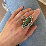 The Looking Glass Ring 4- Royston Turquoise and Sterling Silver- Finished to Size or as a Pendant