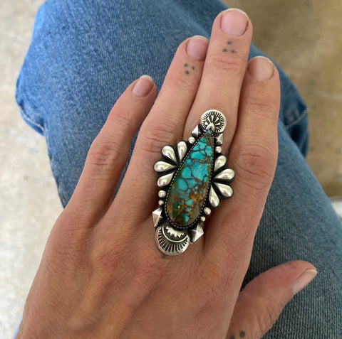 The Dagger Ring- Natural Royston Turquoise and Sterling Silver- Finished to Size or as a Pendant