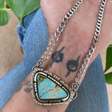 The Silhouette Necklace- Natural Royston Turquoise and Sterling Silver- 18" Chunky Sterling Curb Chain