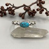 Heavyweight Stamped Cuff- Size S/M- Bamboo Mountain Turquoise and Chunky Sterling Silver Bracelet