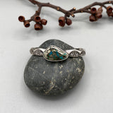 Heavyweight Stamped Cuff- Size S/M- Morenci II Turquoise and Chunky Sterling Silver Bracelet