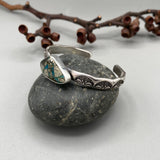 Heavyweight Stamped Cuff- Size S/M- Morenci II Turquoise and Chunky Sterling Silver Bracelet