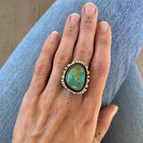 The Shadowbox Ring- Natural Royston Turquoise and Sterling Silver- Finished to Size or as a Pendant