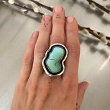 The Shadowbox Squiggle Ring- Natural High-Grade Royston Turquoise and Sterling Silver- Finished to Size or as a Pendant