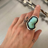 The Shadowbox Squiggle Ring- Natural High-Grade Royston Turquoise and Sterling Silver- Finished to Size or as a Pendant