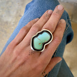 The Shadowbox Squiggle Ring- Natural High-Grade Royston Turquoise and Sterling Silver- Finished to Size or as a Pendant