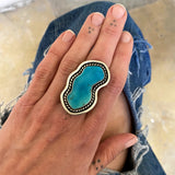 The Sidewinder Ring- Kingman Turquoise and Sterling Silver- Finished to Size or as a Pendant