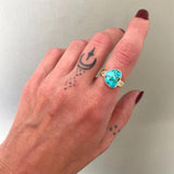 Natural Royston Turquoise and Solid 14k Gold Ring- Size 6.5 (can be sized up 1/2 size)