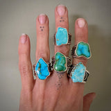 The Squiggle Signet Ring- Size 9- Sonoran Gold Turquoise and Sterling Silver
