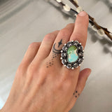 The Sweetheart Squiggle Ring 1- Natural Royston Turquoise and Sterling Silver- Finished to Size or as a Pendant