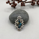 The Solstice Ring- Morenci II Turquoise and Sterling Silver- Finished to Size or as a Pendant