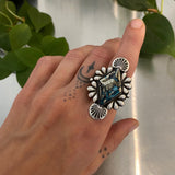 The Solstice Ring- Morenci II Turquoise and Sterling Silver- Finished to Size or as a Pendant