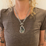 The Squiggle Necklace- Morenci II Turquoise and Sterling Silver Heavyweight Necklace Toggle Necklace