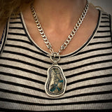 The Squiggle Necklace- Morenci II Turquoise and Sterling Silver Heavyweight Necklace Toggle Necklace