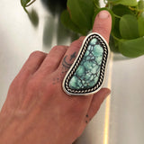 The Squiggle Ring- Black Bridge Variscite and Sterling Silver- Finished to Size or as a Pendant