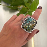 The Sunbeam Ring- Bamboo Mountain/Morenci II/Bao Canyon Turquoise and Sterling Silver- Finished to Size or as a Pendant