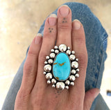 The Pilot Mountain Supernova Ring- Natural Pilot Mountain Turquoise and Sterling Silver- Finished to Size or as a Pendant