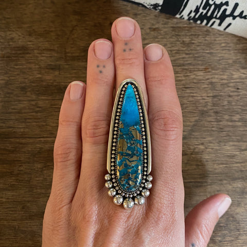 The Talon Ring- Ithaca Peak Turquoise and Sterling Silver- Finished to Size or as a Pendant
