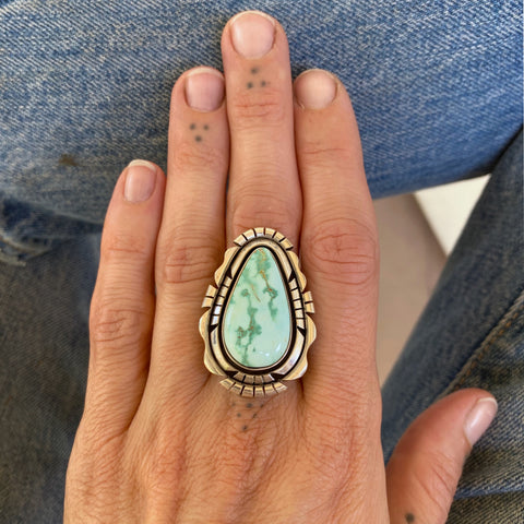 The Silhouette Ring 1- Natural Royston Turquoise and Sterling Silver- Finished to Size or as a Pendant