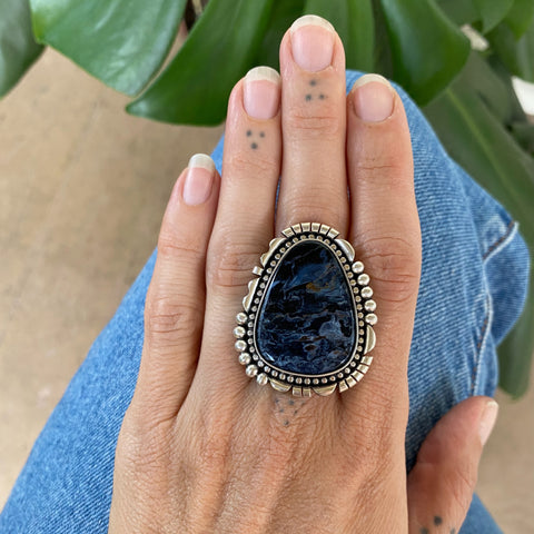 The Tempest Ring- Pietersite and Sterling Silver- Finished to Size or as a Pendant
