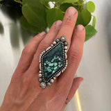 The Shrine Ring- Black Bridge Variscite and Sterling Silver- Finished to Size or as a Pendant