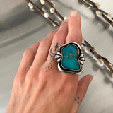 The Ripple Ring 1- Royston Turquoise and Sterling Silver- Finished to Size or as a Pendant