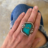 The Ripple Ring 1- Royston Turquoise and Sterling Silver- Finished to Size or as a Pendant