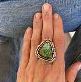 The Silhouette Ring 2- Natural Royston Turquoise and Sterling Silver- Finished to Size or as a Pendant