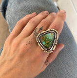 The Silhouette Ring 2- Natural Royston Turquoise and Sterling Silver- Finished to Size or as a Pendant