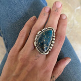 The Twilight Ring- Morenci II Turquoise and Sterling Silver- Finished to Size or as a Pendant