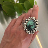 The Supernova Ring- Black Bridge Variscite and Sterling Silver- Finished to Size or as a Pendant