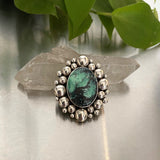 The Supernova Ring- Black Bridge Variscite and Sterling Silver- Finished to Size or as a Pendant