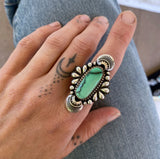 The Peacock Ring- Natural Emerald Rose Variscite and Sterling Silver- Finished to Size or as a Pendant