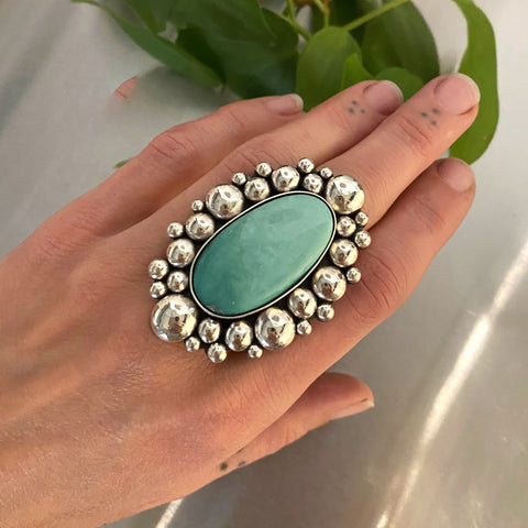 The Broken Arrow Supernova Ring- Broken Arrow Variscite and Sterling Silver- Finished to Size or as a Pendant