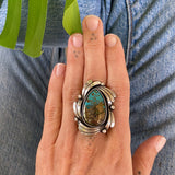 The Wave Ring- Morenci II Turquoise and Sterling Silver- Finished to Size or as a Pendant