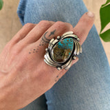 The Wave Ring- Morenci II Turquoise and Sterling Silver- Finished to Size or as a Pendant
