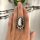 The Moonflower Ring 2- Natural White Buffalo and Sterling Silver- Finished to Size or as a Pendant