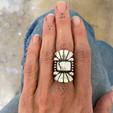 The Phoenix Ring 2- Natural White Buffalo and Sterling Silver- Finished to Size or as a Pendant