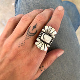 The Phoenix Ring 2- Natural White Buffalo and Sterling Silver- Finished to Size or as a Pendant